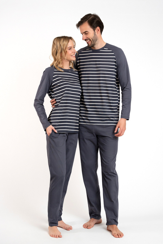 Oda Pijama señora manga larga, pantalón largo Moda Italiana - estampado grafito/grafito