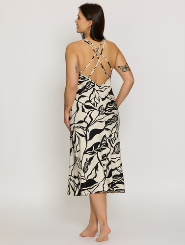 Mefemi by Nipplex Aurora KB54 Camisón de verano de viscosa negro-ecru
