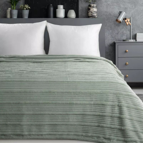 Manta cubrecama Nina 220x200 flano 3D suave Eurofirany 300 GSM color salvia