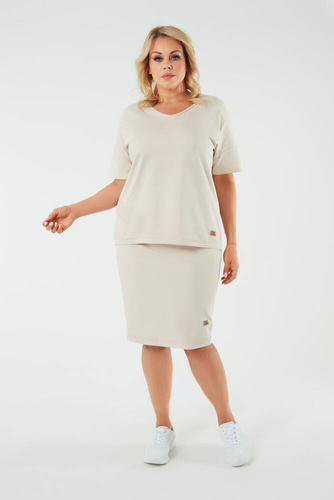 Stella falda midi mujer Moda Italiana - beige