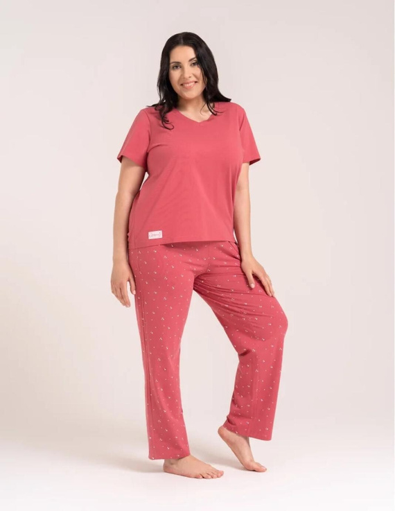 Pijama de mujer Moraj PDD4300-024 rosa de algodón con corazones y pantalones largos