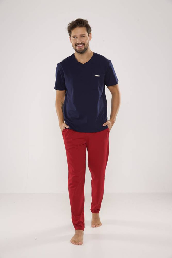 624 Kevin Forex Pijama de hombre - azul marino-bordeos