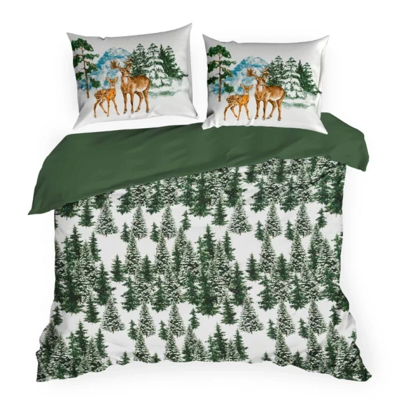 Ropa de cama navideña Nevada Eurofirany algodón 105 g/m² bosque ciervos