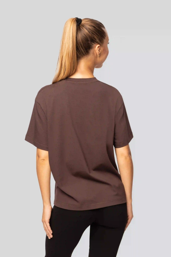 Camiseta de algodón para mujer Urban Chocolate - Manga corta, corte clásico, a la moda con aberturas | Material de alta calidad, elasticidad