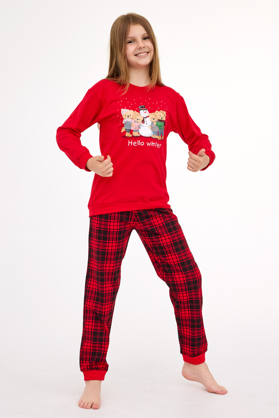 594/185 592/185 Pijama de invierno Cornette para niña - Navidad, rojo, algodón