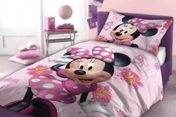 Ropa de cama de algodón rosa Minnie Mouse Faro -100% algodón, juego Disney