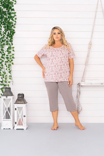 Kalmia Pijama de mujer manga corta, pantalón 3/4 italiano Fashion-print