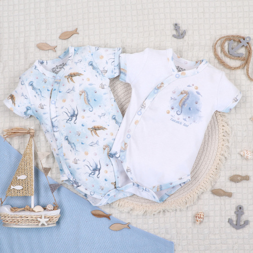ABN-5444 Sea Of Joy Nini body envolvente de manga corta - algodón orgánico, para bebés