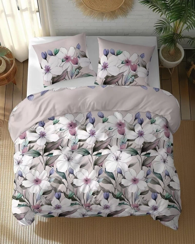 5774 B Cotton Bloom Detexpol Powder Pink Flower Bedding - 100% algodón, reversible, producción polaca