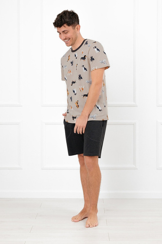 Pijama hombre Italian Fashion Remos algodón manga corta pantalones cortos con perros