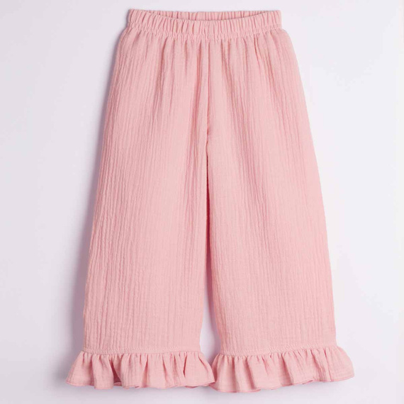 Pantalones para niña Nicol 224331 muselina 100% algodón anchos de verano - rosa