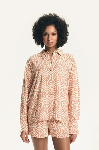 Henderson pijama de las mujeres 43664 Denise melocotón- Viscosa, manga larga, cuello, pantalones cortos