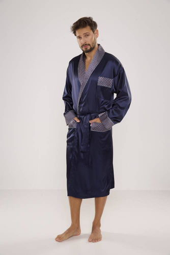 940 Albornoz de satén para hombre Forex - azul marino