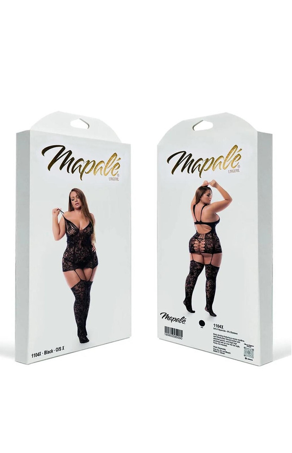 Body de mujer Mapale 7481 Romper Babydoll negro de encaje con espalda descubierta