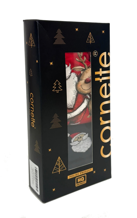 Cornette Gift 914/06 conjunto masculino navideño bóxers y calcetines Papá Noel reno