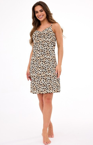 610/470 Camisón Cornette Coco 4 - estampado leopardo, tirantes finos, 100% algodón