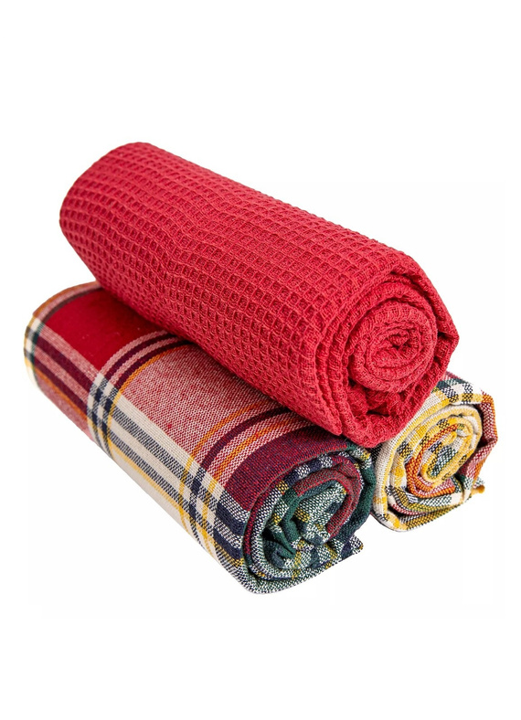 Moraj MRK1500-021 Cesta roja paños de cocina 3 unidades algodón