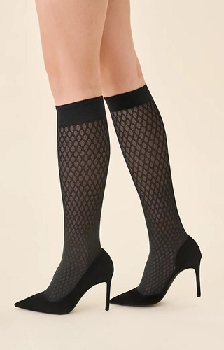 606 Calcetines Glam 40 den Gabriella negro - estampado geométrico, suaves y elásticos