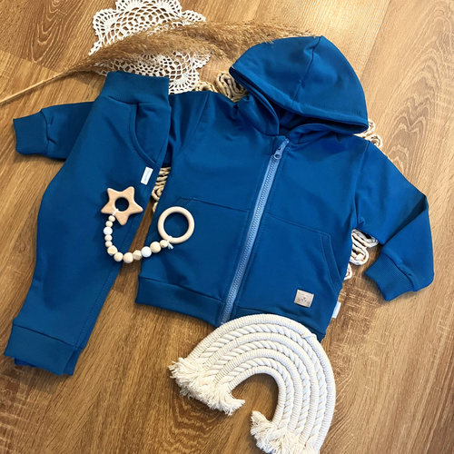 Mamatti DR2146 Conjunto de chándal azul niño - sudadera con capucha y pantalón con banda elástica