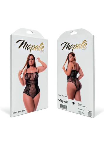 Body 1103X Fishnet Bodysuit Mapale Negro de Red Talla Plus Size XL-5XL