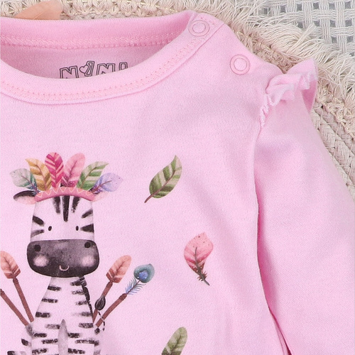 ABN-5541 Blusa para bebé Nini Happy Animals de algodón orgánico - costura sin níquel, ecológica, producción polaca