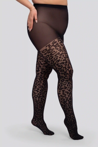 Pantimedias Mona Leopard 30 DEN Queen Size – pantimedias negras leopard