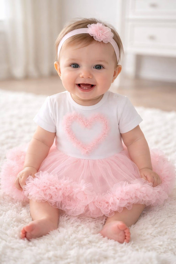 Body vestido Mia Bambarillo para bebé con falda de tul elegante apricot