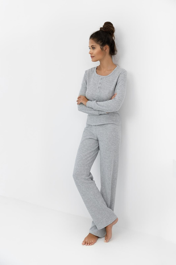 Pijama de mujer Jade Sensis - gris, algodón, manga larga y pantalón
