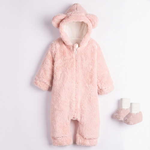 226271 Nicol HANIA Mono de peluche + botines primeros pasos rosa polvo