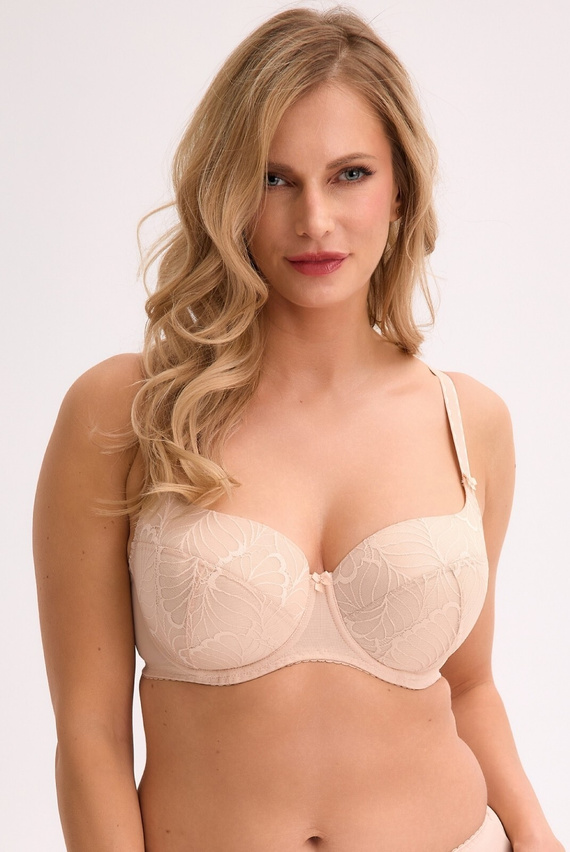 Gaia BS 0758 Micaela sujetador de copa entera beige - encaje, tirantes ajustables, elegante y cómodo