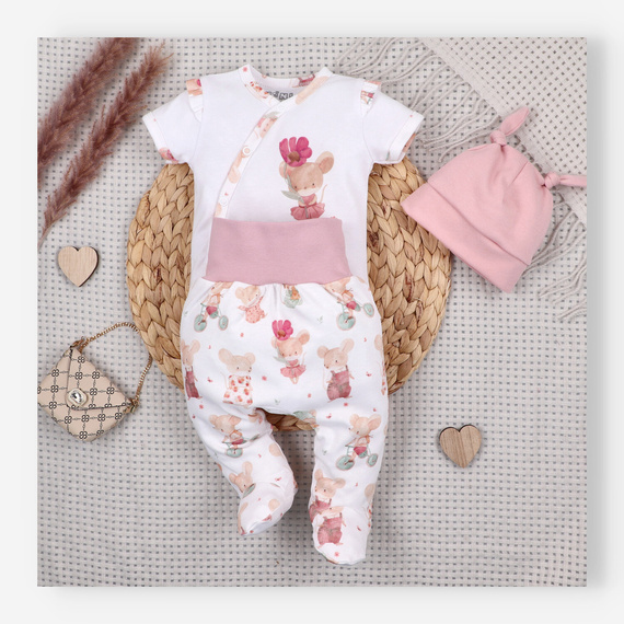 Body bebé Nini Little Mouse algodón orgánico cruzado manga corta piel sensible