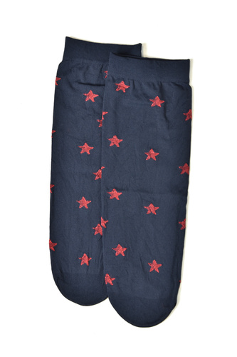 Calcetines Z 9101 Christmas Chill 40 den - calcetines de Navidad para mujer con estrellas, azul noche/verde