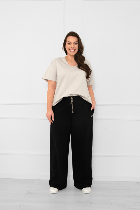 Pantalones largos de mujer Caro negro - pantalones elegantes y con estilo en un color de moda