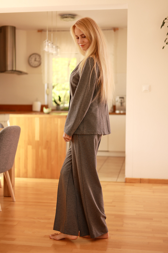 Emi - elegante chaqueta de las mujeres, 95% algodón 5% elastano | marca polaca Mirale - gris