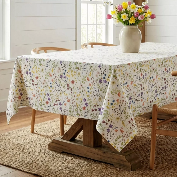 Mantel ANNA Eurofirany antimanchas blanco-lila flores
