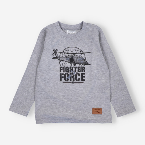 KAR-1018 Blusa de manga larga para niño Lagarto Verde gris - algodón con elastano, producción polaca