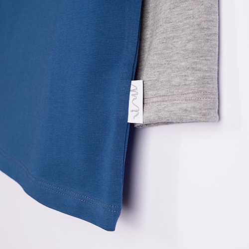 228139 Nicol FARMA Camiseta raglán para niño en color gris melange y azul marino, algodón