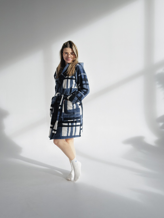 031 De Lafense albornoz manta - cálido albornoz de las mujeres de lana Super Cozy, azul