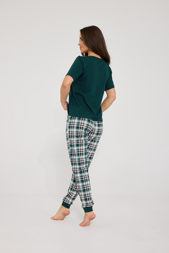 Cornette Scarlett 730/483 Pijama de Mujer Verde 100% Algodón a Cuadros