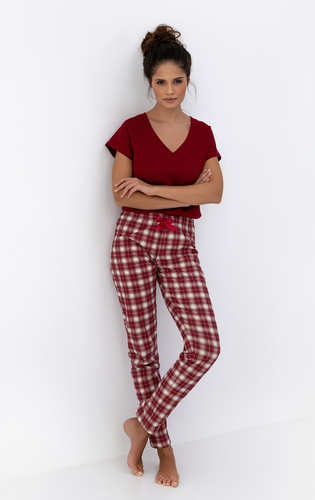 Pijama Alivia Sensis - pijama de mujer de algodón con camisa a cuadros y pantalón largo