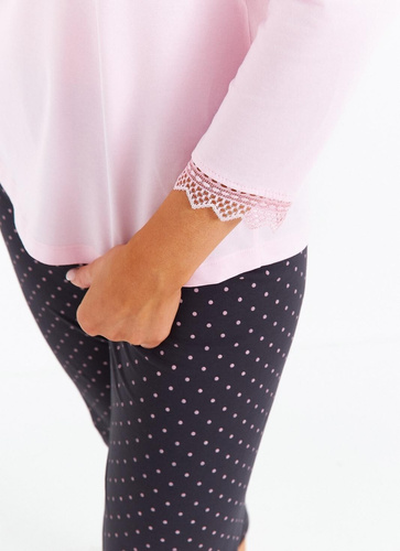 Pijama mujer Cana 481 3/4 rosa - algodón, manga 3/4, cómodo