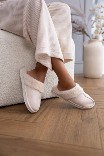 Pantuflas Tiffanny Sensis - Pantuflas de mujer de punto esponjoso e imitación de ante | Puntera cubierta, suela acolchada