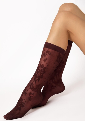 Fiore G1204 Shari Calcetines de mujer 20 DEN florales Oxblood