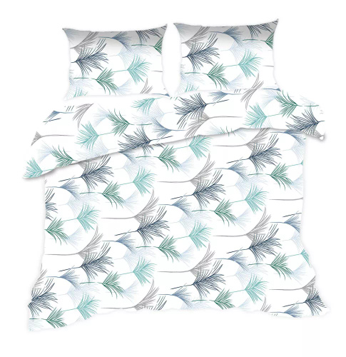 1817N Ropa de cama de algodón Classic E24 Karo hojas blanco azul - 100% algodón, duradero, colorido, juego de 2 piezas