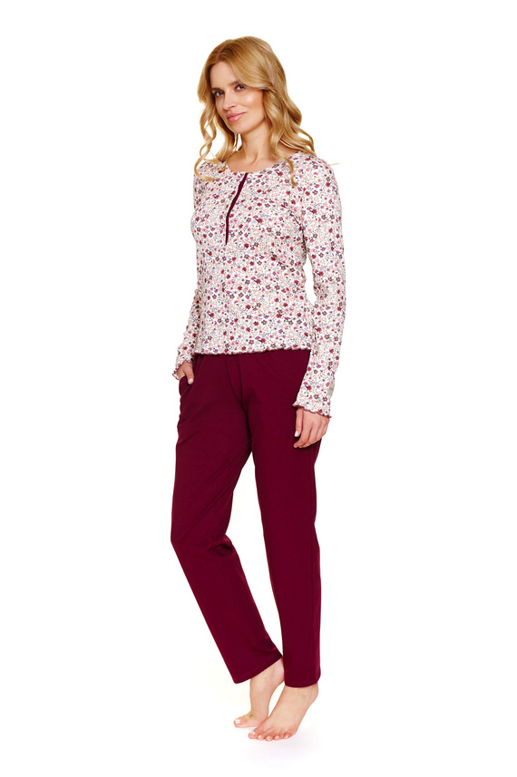 7307 Doctor Nap - Pijama mujer talla grande con cremallera | 95% algodón, producción polaca - flores