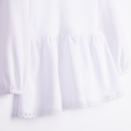 Blusa para niña Nicol 163705 100% algodón blanca con basquiña y encaje
