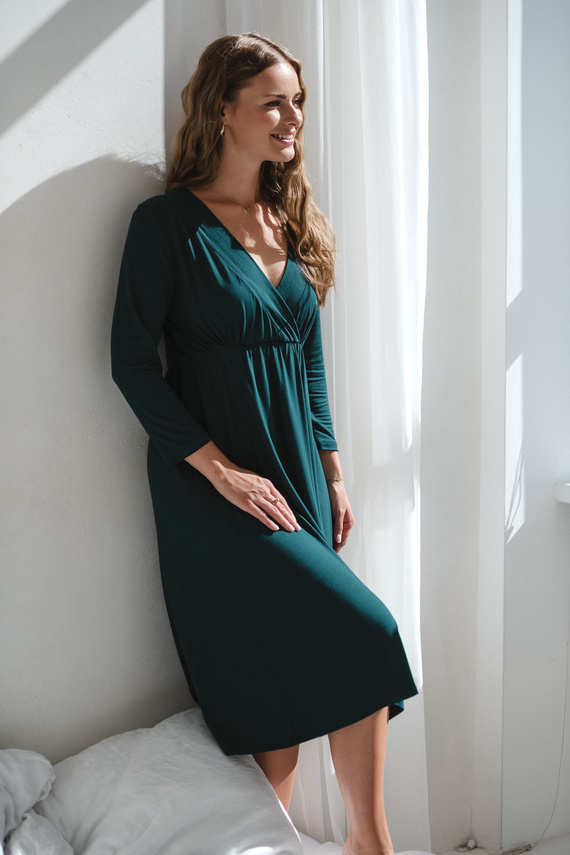 Star Light Camisón de bambú para embarazo y lactancia 7/8 Milk&Love biberón verde - transpirable, para hospital, lactancia cómoda