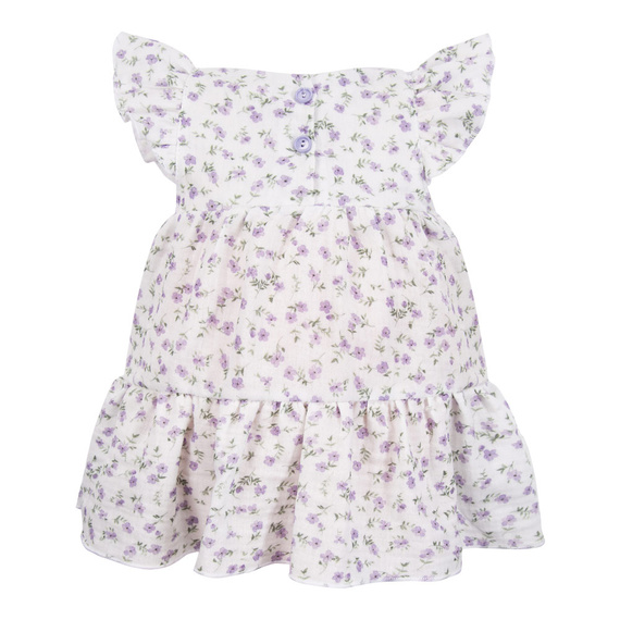 Vestido Eevi de muselina de prado - manga corta, flores pequeñas, ligero