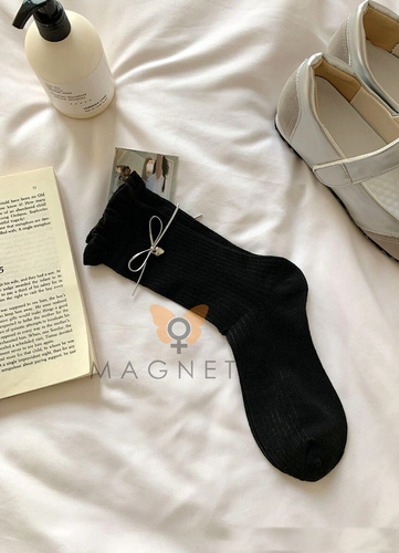 Magnetis CC-251103 calcetines mujer algodón con volante y lazo black