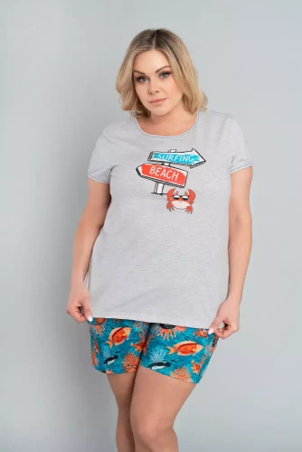 Pijama de manga corta Oceania Ladies, short Italian Fashion- melange/print